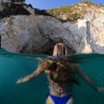 a Girl teasing Marathonisi Cave