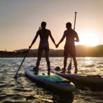 A Couple SUPing on Sunset at Marathonisi