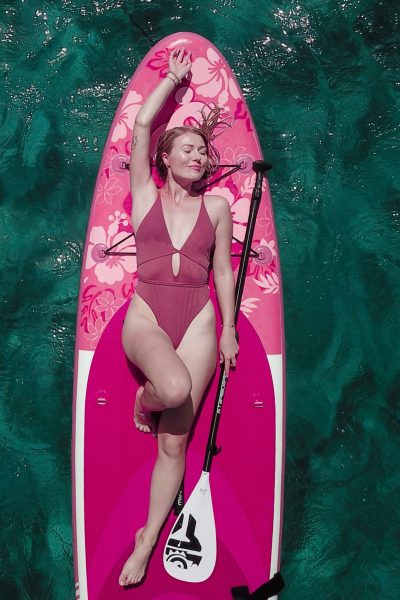 lady on a stand up paddle